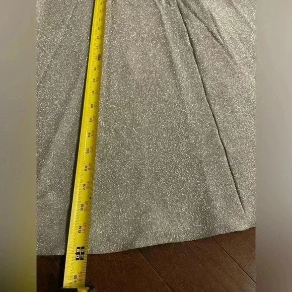 PATBO Cut-Out Lurex Maxi Dress 0 XS NWT Silver Sparkle Gown Shimmering Strappy - Picture 12 of 12